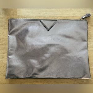 Metallic Silver/purple oversized Clutch
